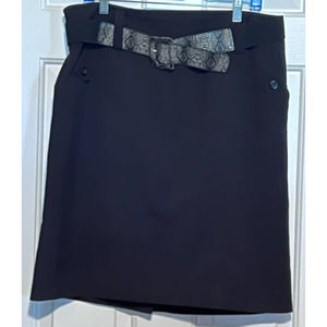 Cato Women's Black Skirt Faux Snakeskin Front of Belt Side‎ Pockets Size 16